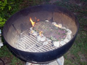 Flank steak on the coals