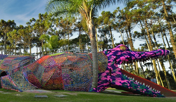 yarn-bombed playground via Flavorwire