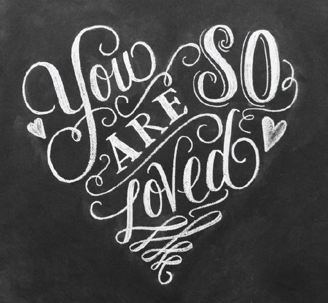 Heart-Shaped Chalk Lettering Valentine's Day Card