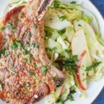 SHEET PAN SUPPER’s Thick Cut Pork Chops with Warm Apple-Cabbage Slaw