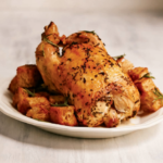 FLAVORWALLA’s Roasted Citrus-Brined Chicken with Pan-Toasted Croutons