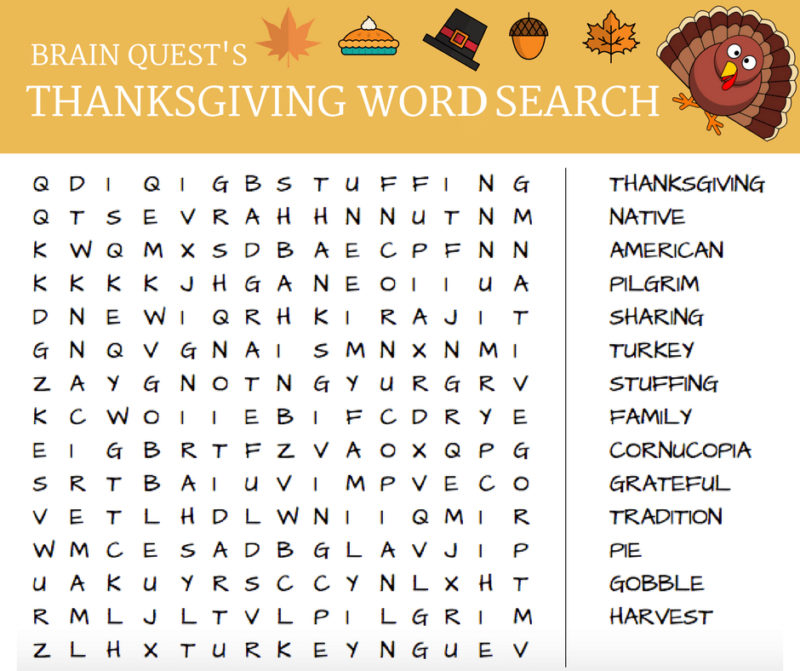 BRAIN QUEST'S Thanksgiving Word Search