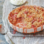 Rhubarb & Strawberry Crumble with Lime Yogurt and Pistachios