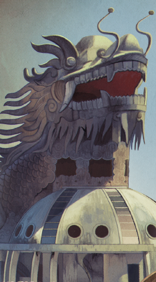 Dragon Head Statue over Building