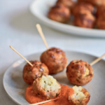 Tot-Stuffed Pork Meatballs with Spicy Romesco Sauce from <em>Tots!</em>